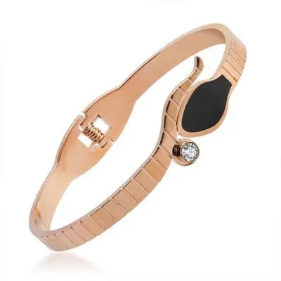 14k rose gold zircon snake bangle