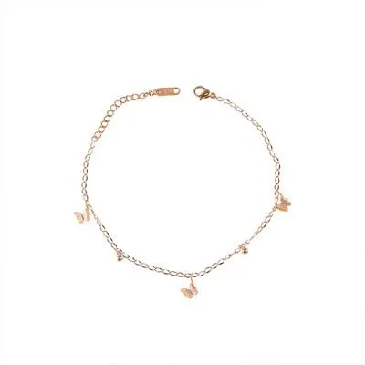 14k rose gold butterfly thin chain bracelet