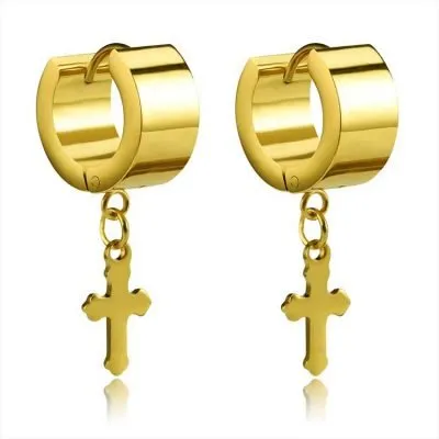 18k Gold stainless steel cross earrings