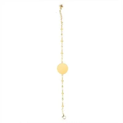 18k gold cross anklet with dics
