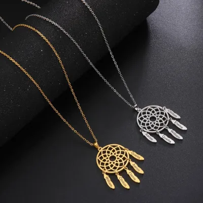 18k Gold Dream Catcher Pendant Necklace