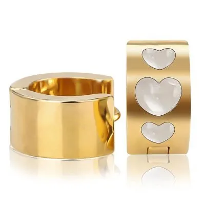 18k gold shell heart stainless steel earrings