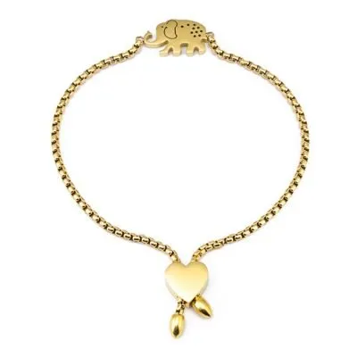 18k gold stainless steel elephant heart bracelet
