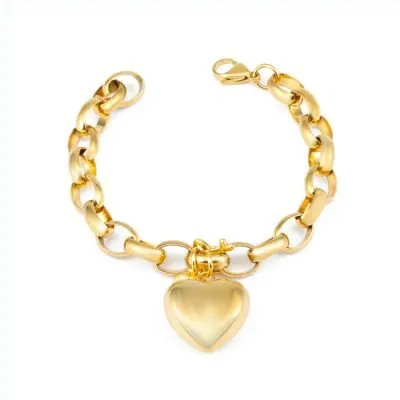 18k gold stainless steel gold heart bangle