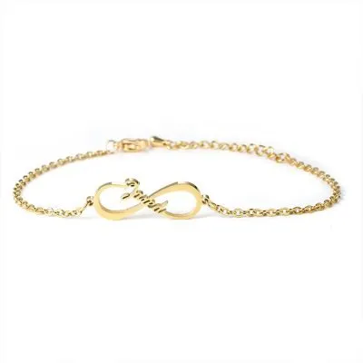8 shape gold anklet with letter