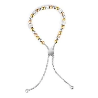 Adjustable gold steel bead bracelet