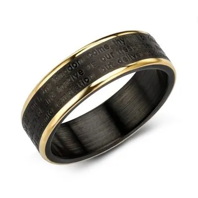 Black Steel Lettering Men's Ring