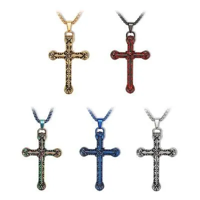 Colorful Textured Cross Pendant (6)