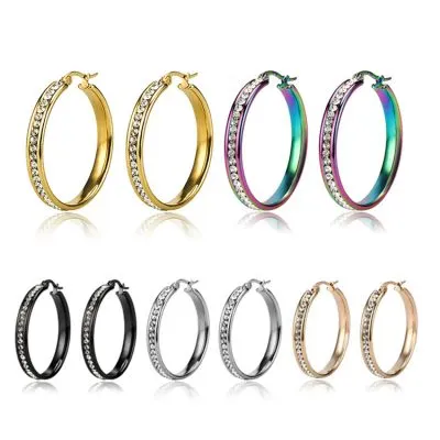 Colorful stainless steel huggie hoop earrings