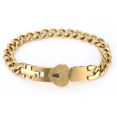 Creative 18k gold heart lock bracelet