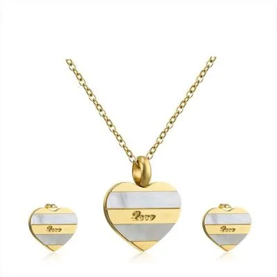 Custom name heart shaped jewelry set