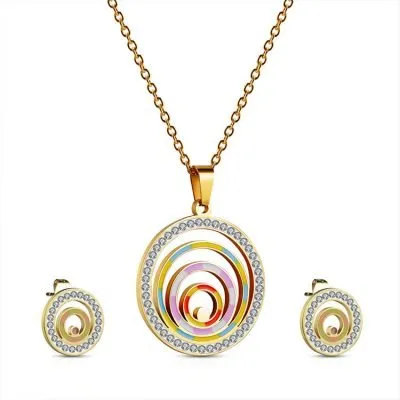 Fancy color diamond circle jeweley set