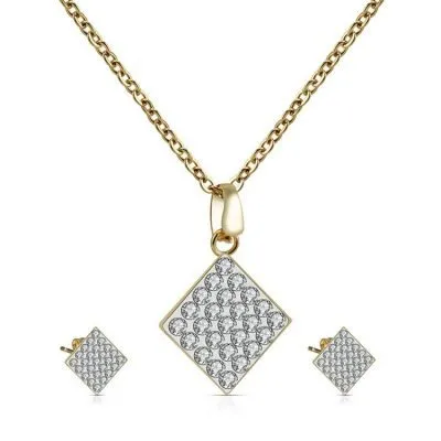 Geometric diamond stainless steel jewelry set
