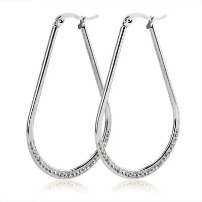 Geometric stainless steel zircon earrings