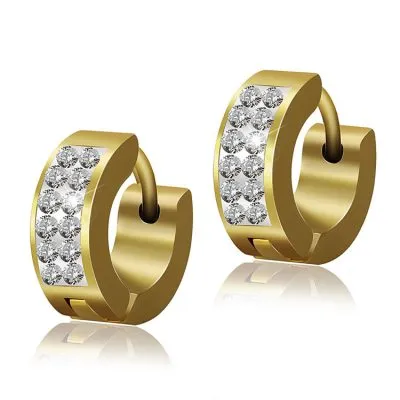 Gold diamond stainless steel jewelry earrings