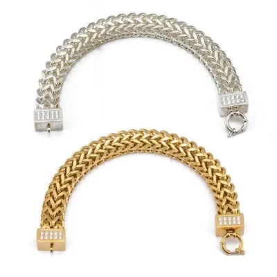 Hip hop gold silver cuban chain bracelet