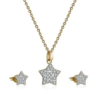 Luxury diamond star necklace and earring set