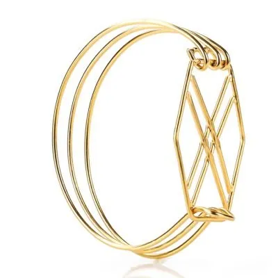 Openable yellow geometric cuff bangle