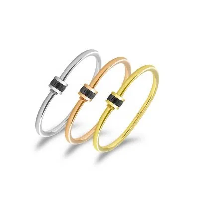 Simple colorful oval stainless steel bangles