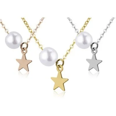 Pearl colorful stainless steel star pendant
