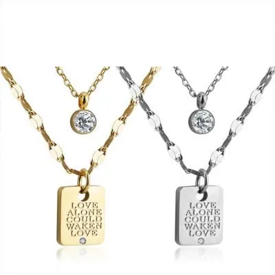 Popular two layered diamond square pendnat