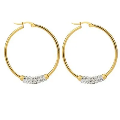 Rhinestone stainless steel hoops earrings