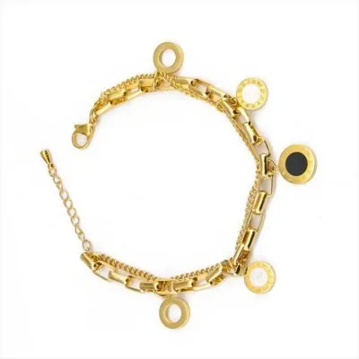 Roman number disc bracelet gold for women