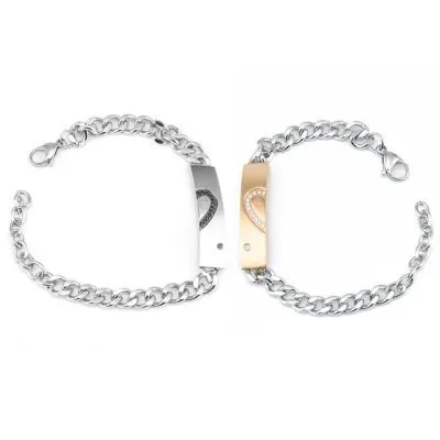 Steel half heart bracelet for couple