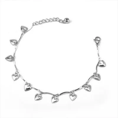 Silver heart stainless steel anklet