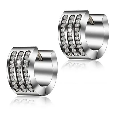 Silver plated diamond stainless steel earrings