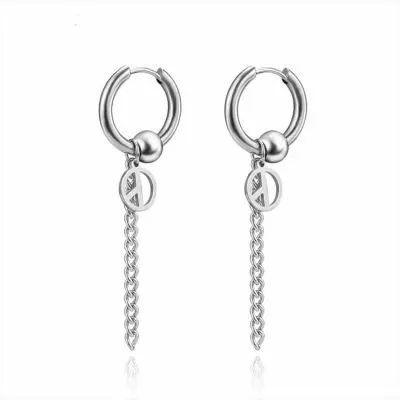 Silver stainless steel drop earrings