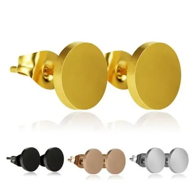Simple colorful stainless steel ear studs