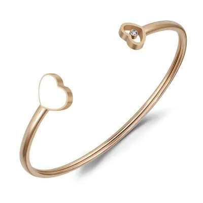 Cute stainless steel open heart bangle