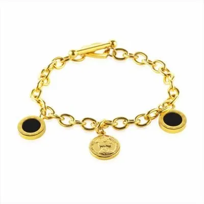 Stainless steel 18k gold coin bracelets