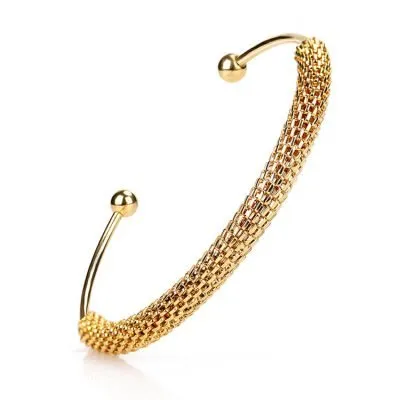 Stainless steel 18k gold open bangle