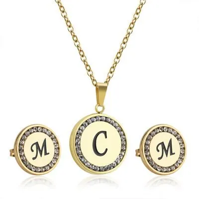 Customized initial letter jewelry set