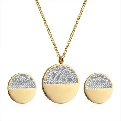 Zirconia Circle bridal gold jewellery set