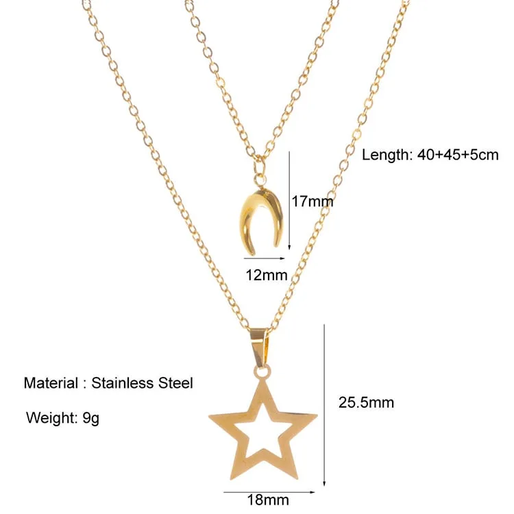 black moon star pendant necklace for women 