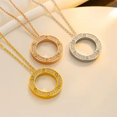 Diamond Circle Stainless Steel Pendants