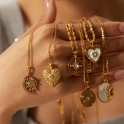 Geometric Waterdrop Disc Peace Necklaces