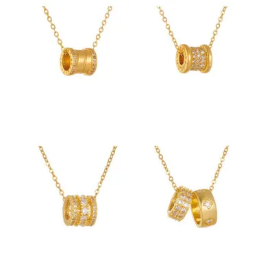 Gold Zircon Small Cylinder Pendant