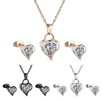 Heart necklace and earring set