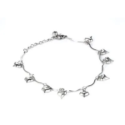 silver heart shaped anklet