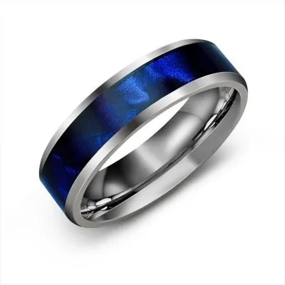 Stainless steel blue princess ring
