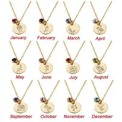 Stainless Steel Crystal Disc Pendant Sets