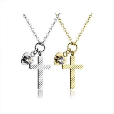 stainless steel diamond cross pendant