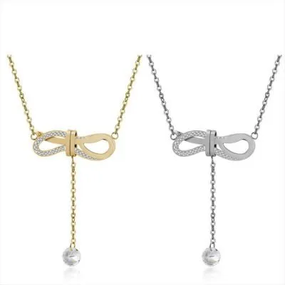 White pearl bownot pendant