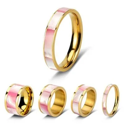Women's stainless steel pink shell rings