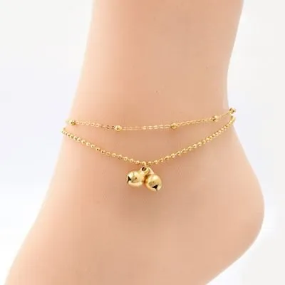 18k Double Layer Stainless Steel Bell Anklet