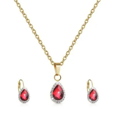 18k gold acrylic teardrop jewelry set